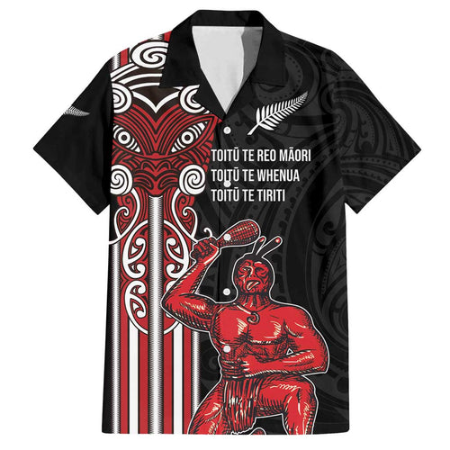 Toitu Te Reo Maori Toitu Te Whenua Toitu Te Tiriti Family Matching Off Shoulder Short Dress and Hawaiian Shirt Maori Warrior New Zealand