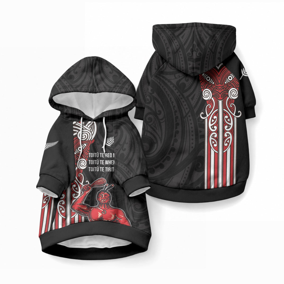 Toitu Te Reo Maori Toitu Te Whenua Toitu Te Tiriti Pet Hoodie Maori Warrior New Zealand