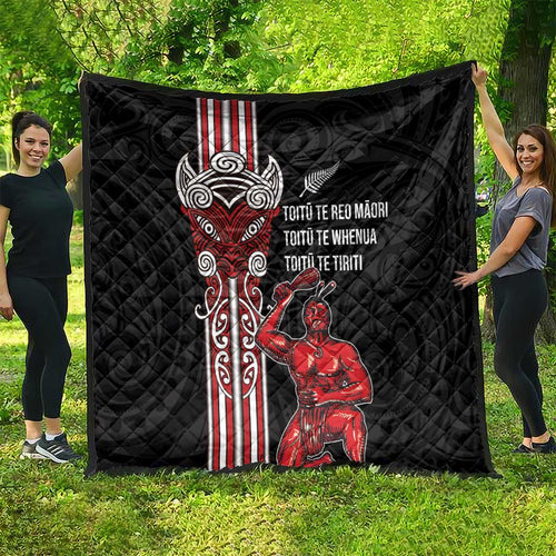 Toitu Te Reo Maori Toitu Te Whenua Toitu Te Tiriti Quilt Maori Warrior New Zealand