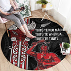 Toitu Te Reo Maori Toitu Te Whenua Toitu Te Tiriti Round Carpet Maori Warrior New Zealand