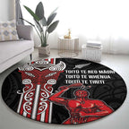 Toitu Te Reo Maori Toitu Te Whenua Toitu Te Tiriti Round Carpet Maori Warrior New Zealand