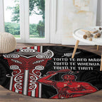 Toitu Te Reo Maori Toitu Te Whenua Toitu Te Tiriti Round Carpet Maori Warrior New Zealand