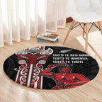 Toitu Te Reo Maori Toitu Te Whenua Toitu Te Tiriti Round Carpet Maori Warrior New Zealand