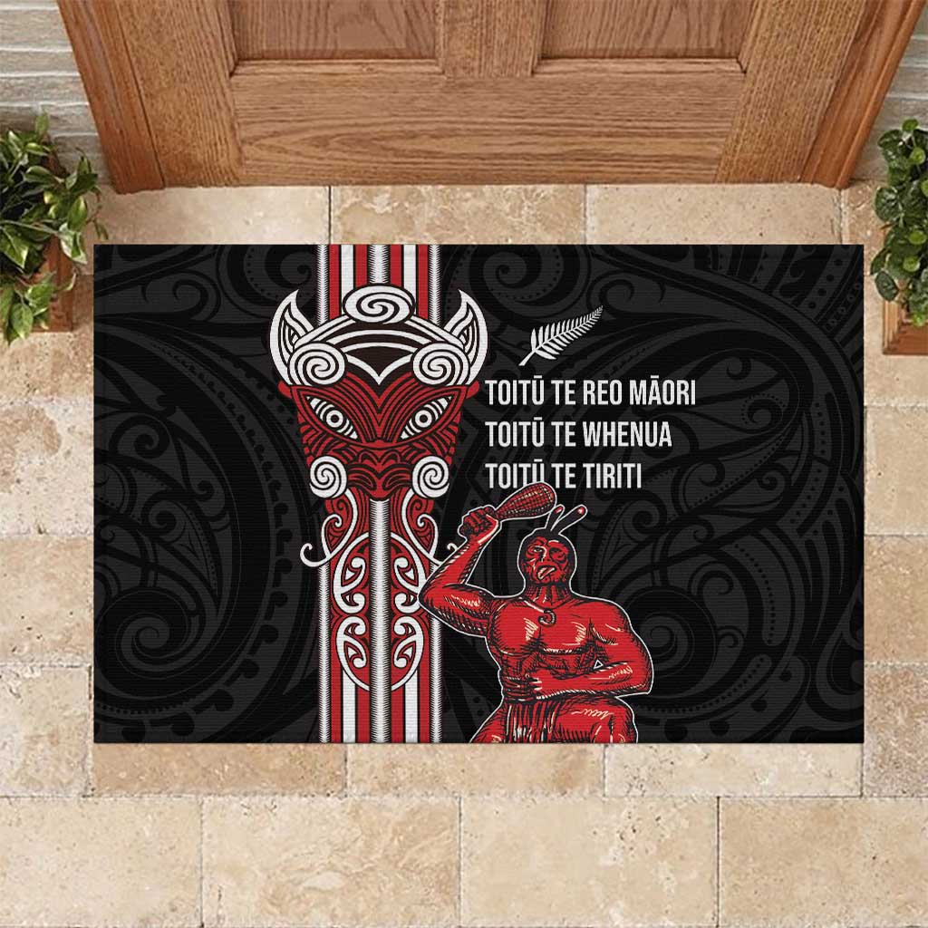 Toitu Te Reo Maori Toitu Te Whenua Toitu Te Tiriti Rubber Doormat Maori Warrior New Zealand