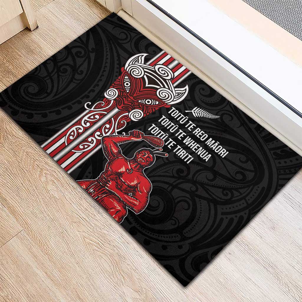 Toitu Te Reo Maori Toitu Te Whenua Toitu Te Tiriti Rubber Doormat Maori Warrior New Zealand