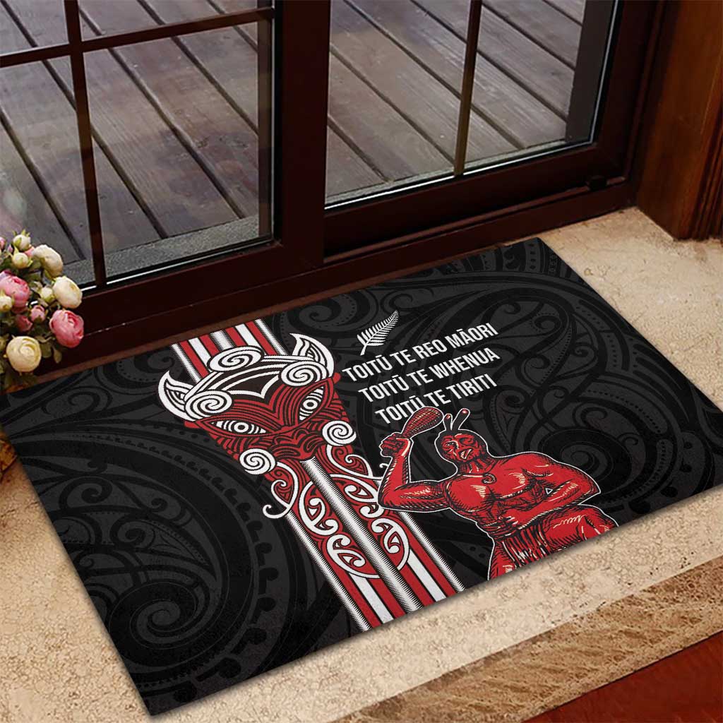 Toitu Te Reo Maori Toitu Te Whenua Toitu Te Tiriti Rubber Doormat Maori Warrior New Zealand