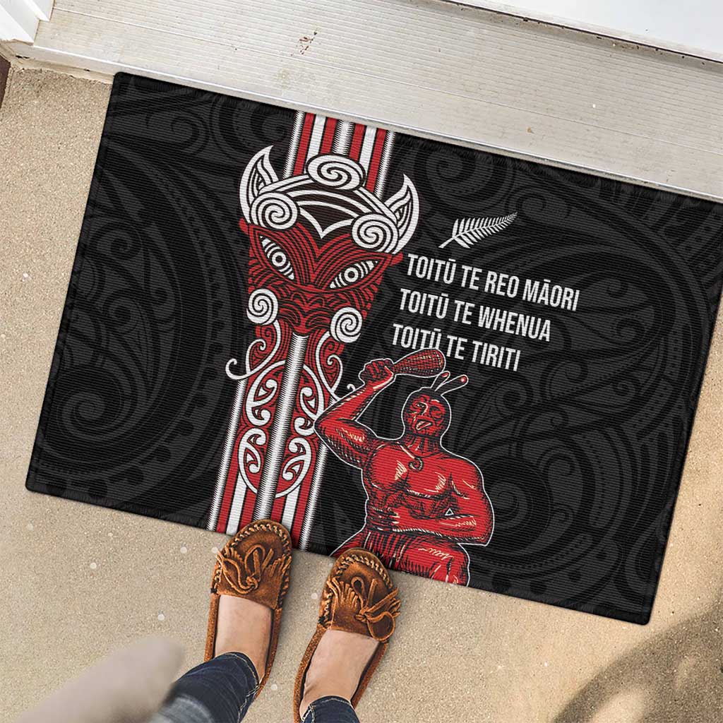 Toitu Te Reo Maori Toitu Te Whenua Toitu Te Tiriti Rubber Doormat Maori Warrior New Zealand