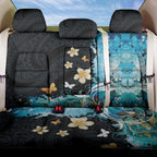 Blue Grunge Polynesian Pattern Back Car Seat Cover Plumeria Floral