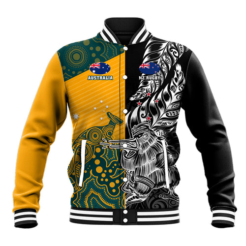 Custom New Zealand And Australia Rugby Baseball Jacket Wallabies Kiwi Silver Fern 2023 World Cup