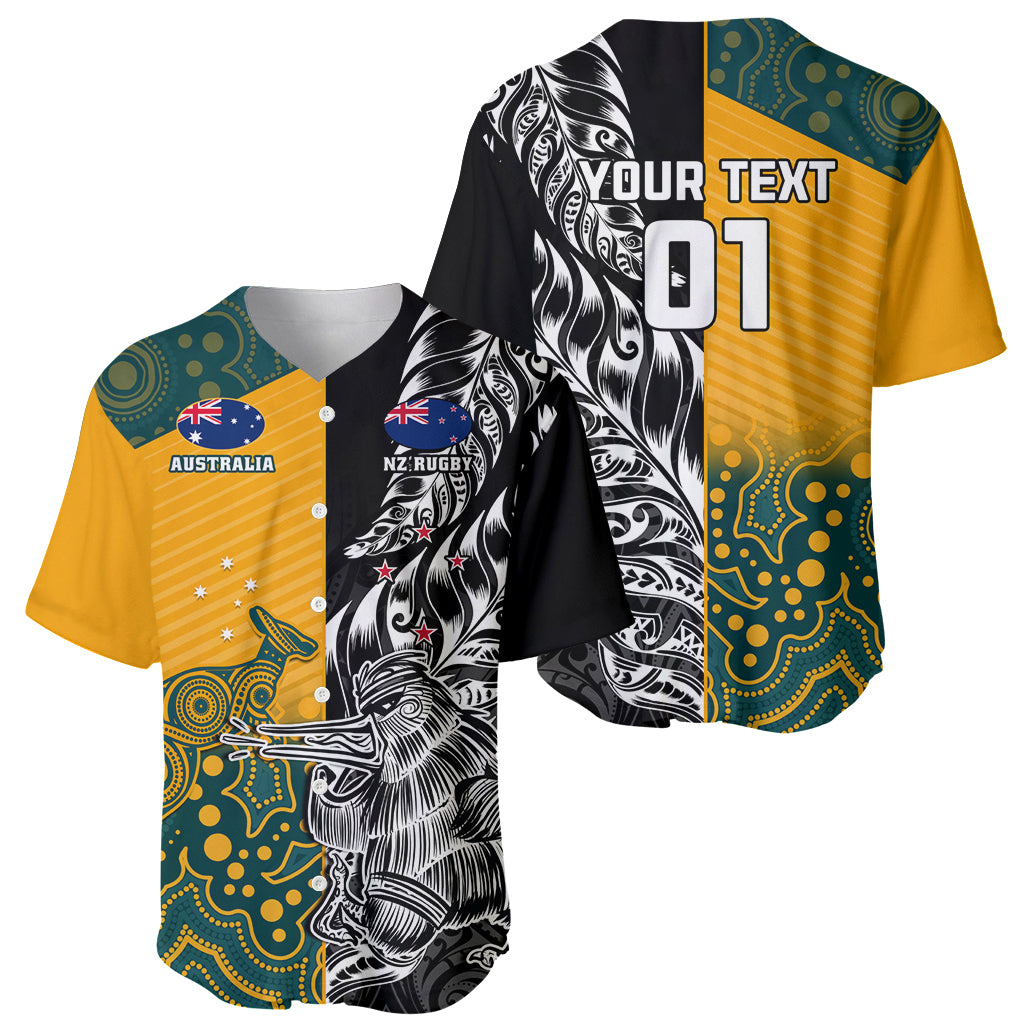 Custom New Zealand And Australia Rugby Baseball Jersey Wallabies Kiwi Silver Fern 2023 World Cup