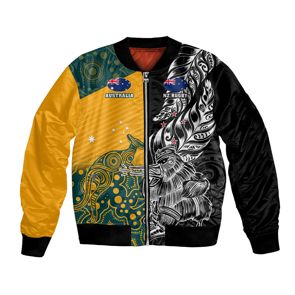 Custom New Zealand And Australia Rugby Bomber Jacket Wallabies Kiwi Silver Fern 2023 World Cup