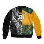 Custom New Zealand And Australia Rugby Bomber Jacket Wallabies Kiwi Silver Fern 2023 World Cup