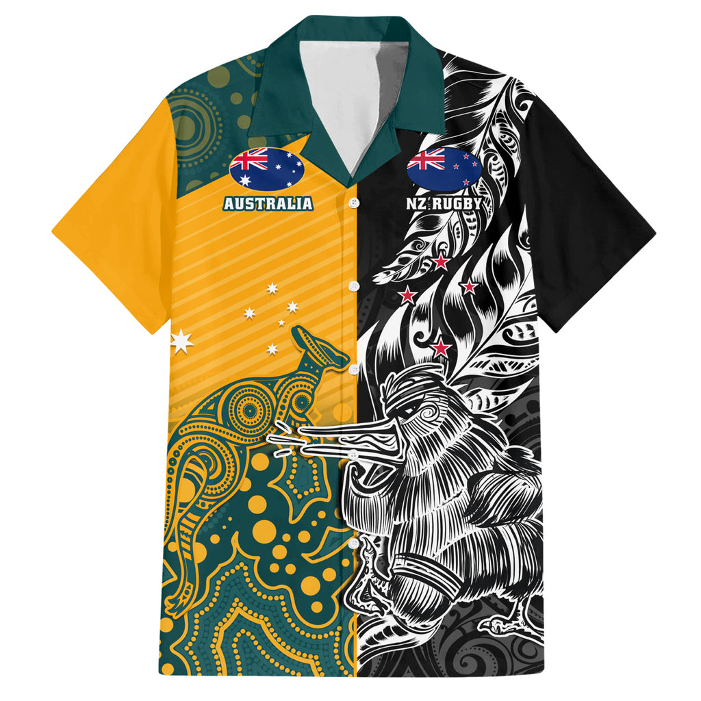 Custom New Zealand And Australia Rugby Hawaiian Shirt Wallabies Kiwi Silver Fern 2023 World Cup