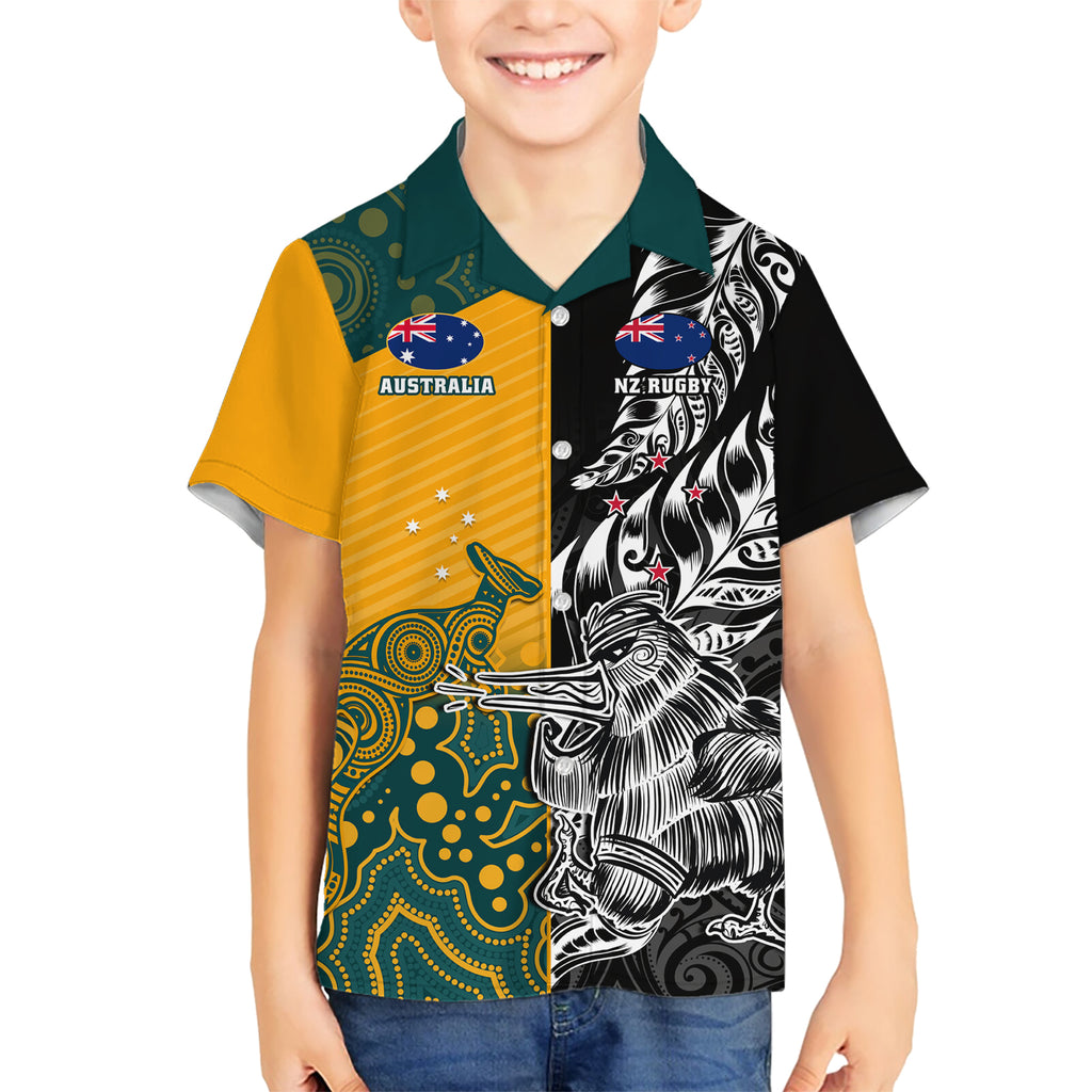 Custom New Zealand And Australia Rugby Hawaiian Shirt Wallabies Kiwi Silver Fern 2023 World Cup