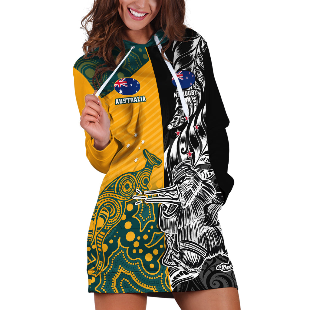 Custom New Zealand And Australia Rugby Hoodie Dress Wallabies Kiwi Silver Fern 2023 World Cup