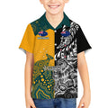 Custom New Zealand And Australia Rugby Kid Hawaiian Shirt Wallabies Kiwi Silver Fern 2023 World Cup