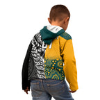 Custom New Zealand And Australia Rugby Kid Hoodie Wallabies Kiwi Silver Fern 2023 World Cup