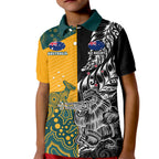 Custom New Zealand And Australia Rugby Kid Polo Shirt Wallabies Kiwi Silver Fern 2023 World Cup