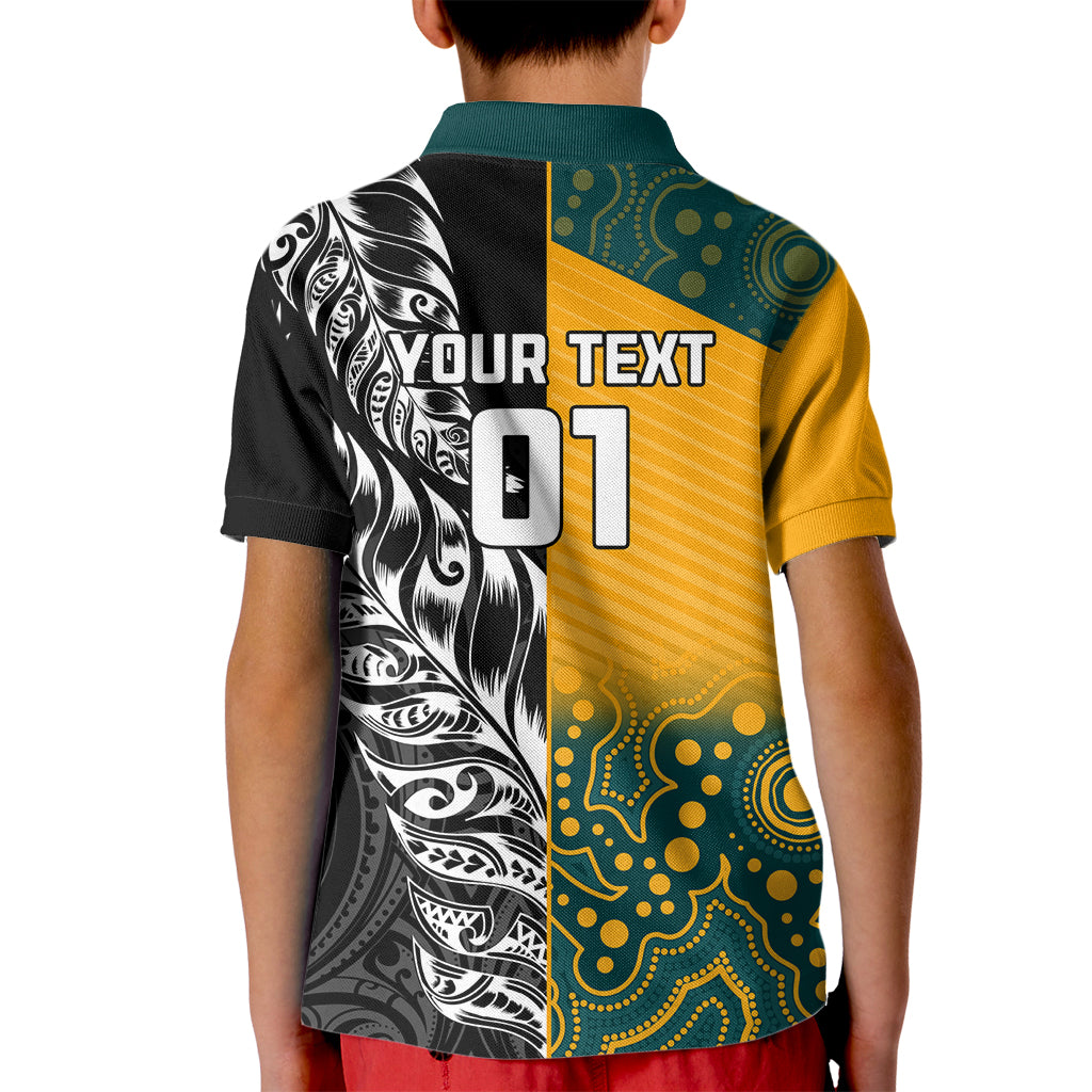 Custom New Zealand And Australia Rugby Kid Polo Shirt Wallabies Kiwi Silver Fern 2023 World Cup