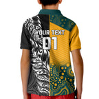 Custom New Zealand And Australia Rugby Kid Polo Shirt Wallabies Kiwi Silver Fern 2023 World Cup