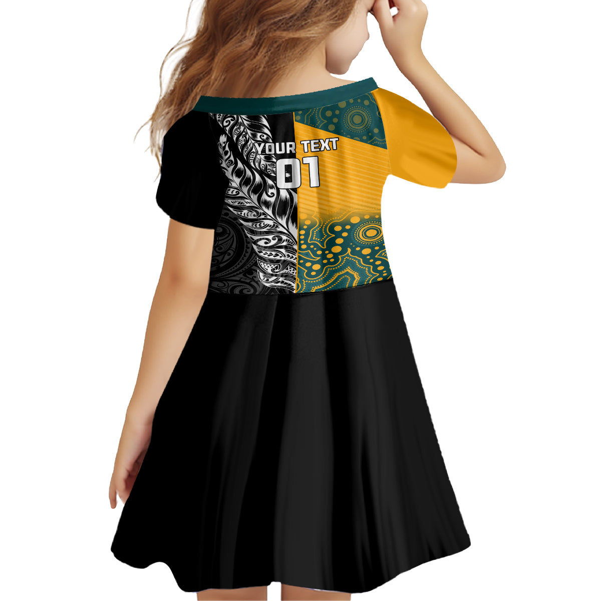 Custom New Zealand And Australia Rugby Kid Short Sleeve Dress Wallabies Kiwi Silver Fern 2023 World Cup