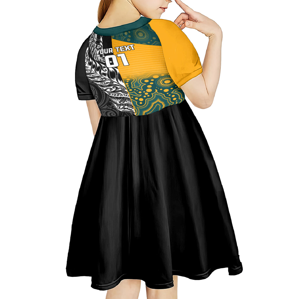 Custom New Zealand And Australia Rugby Kid Short Sleeve Dress Wallabies Kiwi Silver Fern 2023 World Cup