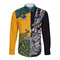 Custom New Zealand And Australia Rugby Long Sleeve Button Shirt Wallabies Kiwi Silver Fern 2023 World Cup