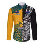 Custom New Zealand And Australia Rugby Long Sleeve Button Shirt Wallabies Kiwi Silver Fern 2023 World Cup