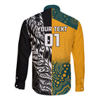 Custom New Zealand And Australia Rugby Long Sleeve Button Shirt Wallabies Kiwi Silver Fern 2023 World Cup