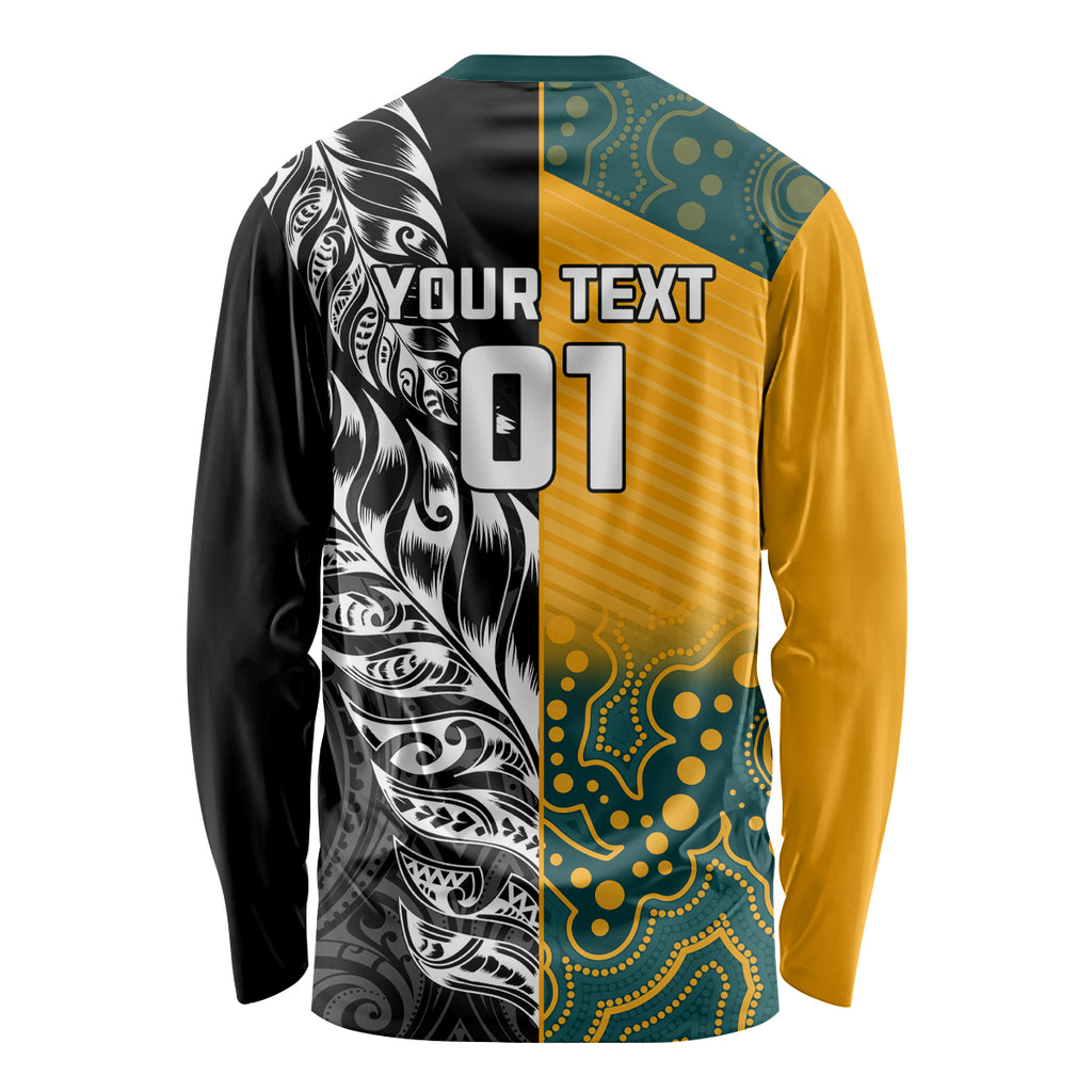 Custom New Zealand And Australia Rugby Long Sleeve Shirt Wallabies Kiwi Silver Fern 2023 World Cup