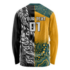 Custom New Zealand And Australia Rugby Long Sleeve Shirt Wallabies Kiwi Silver Fern 2023 World Cup