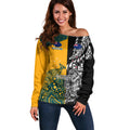 Custom New Zealand And Australia Rugby Off Shoulder Sweater Wallabies Kiwi Silver Fern 2023 World Cup