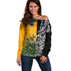 Custom New Zealand And Australia Rugby Off Shoulder Sweater Wallabies Kiwi Silver Fern 2023 World Cup