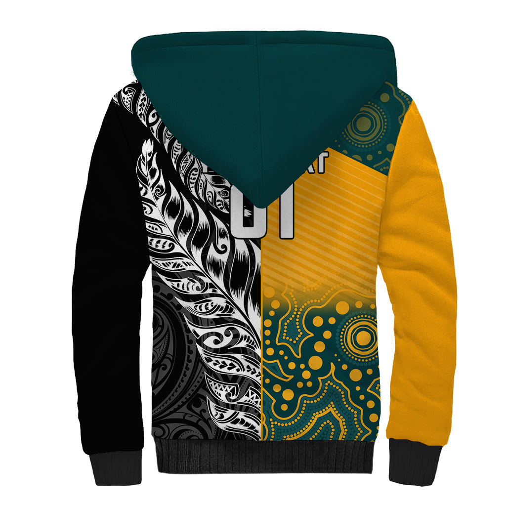 Custom New Zealand And Australia Rugby Sherpa Hoodie Wallabies Kiwi Silver Fern 2023 World Cup