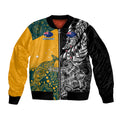 Custom New Zealand And Australia Rugby Sleeve Zip Bomber Jacket Wallabies Kiwi Silver Fern 2023 World Cup