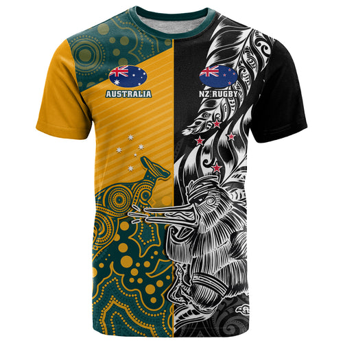 Custom New Zealand And Australia Rugby T Shirt Wallabies Kiwi Silver Fern 2023 World Cup