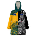 Custom New Zealand And Australia Rugby Wearable Blanket Hoodie Wallabies Kiwi Silver Fern 2023 World Cup