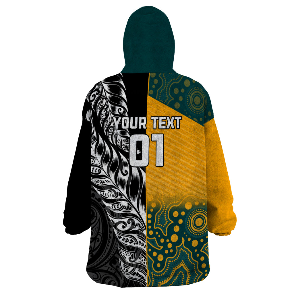 Custom New Zealand And Australia Rugby Wearable Blanket Hoodie Wallabies Kiwi Silver Fern 2023 World Cup