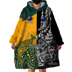 Custom New Zealand And Australia Rugby Wearable Blanket Hoodie Wallabies Kiwi Silver Fern 2023 World Cup