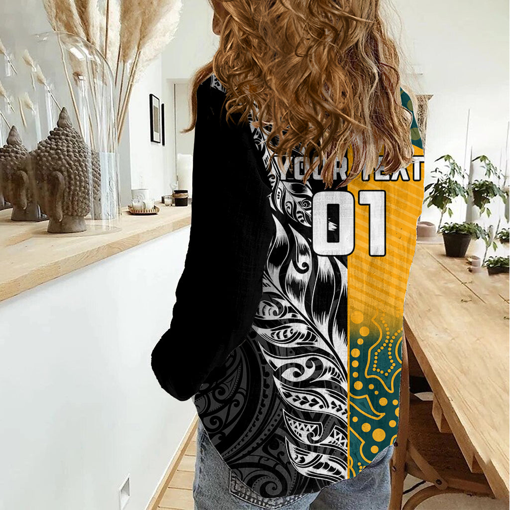 Custom New Zealand And Australia Rugby Women Casual Shirt Wallabies Kiwi Silver Fern 2023 World Cup