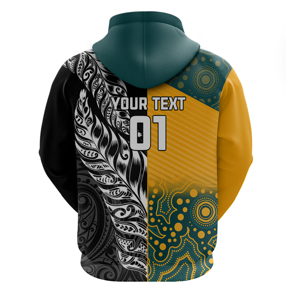 Custom New Zealand And Australia Rugby Zip Hoodie Wallabies Kiwi Silver Fern 2023 World Cup