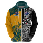 Custom New Zealand And Australia Rugby Zip Hoodie Wallabies Kiwi Silver Fern 2023 World Cup