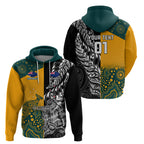 Custom New Zealand And Australia Rugby Zip Hoodie Wallabies Kiwi Silver Fern 2023 World Cup