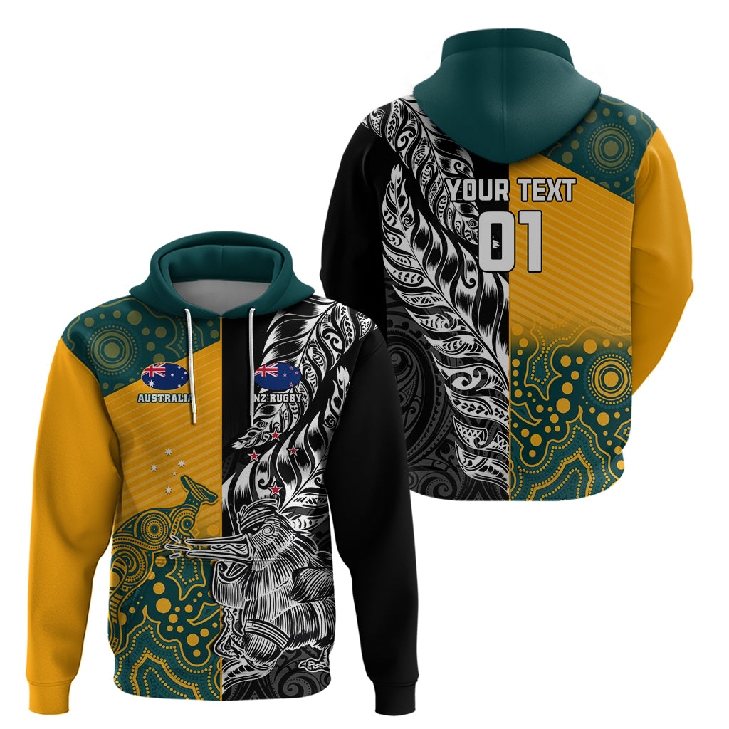 Custom New Zealand And Australia Rugby Zip Hoodie Wallabies Kiwi Silver Fern 2023 World Cup
