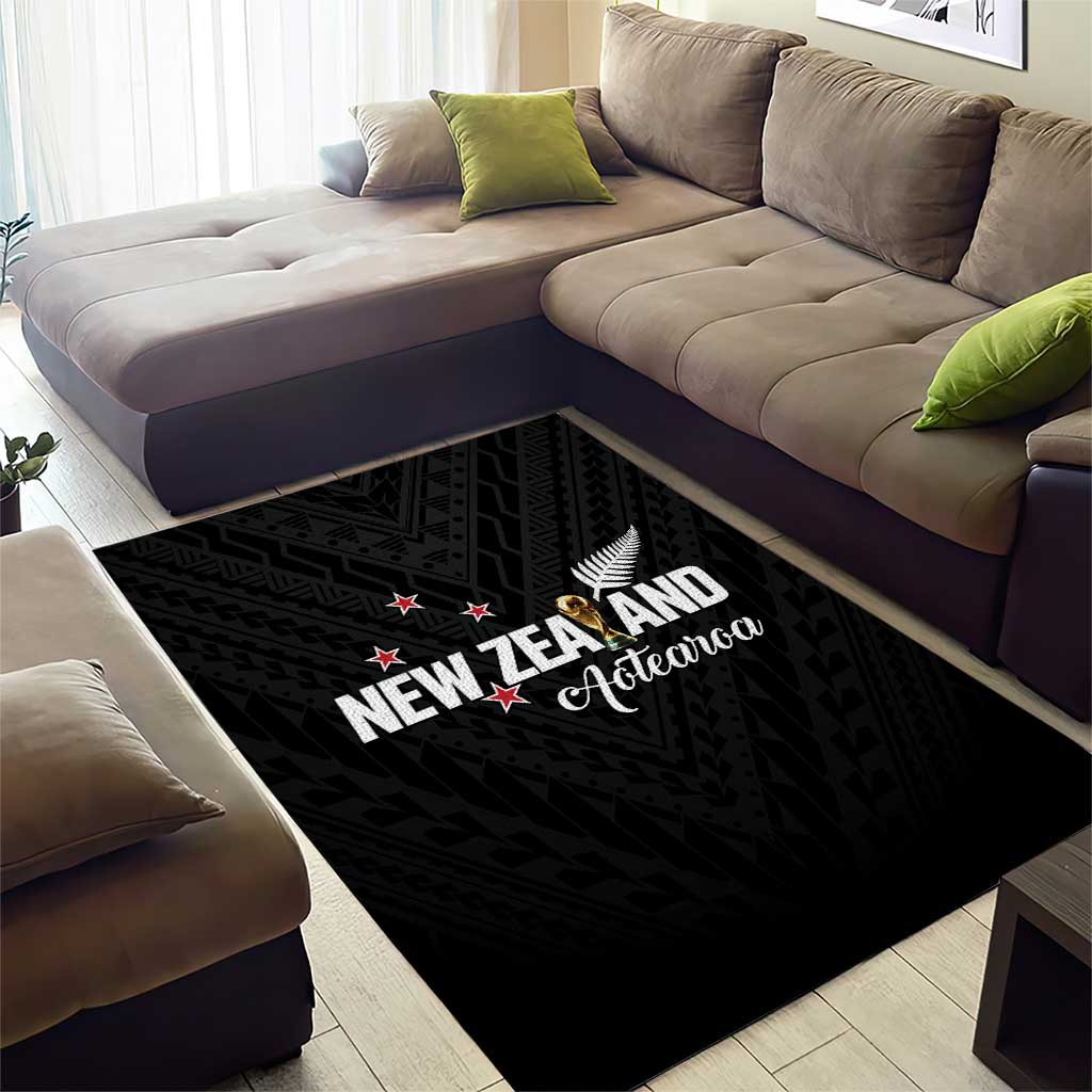 Football New Zealand Area Rug Aotearoa United Black Version - Aussie Hoodie