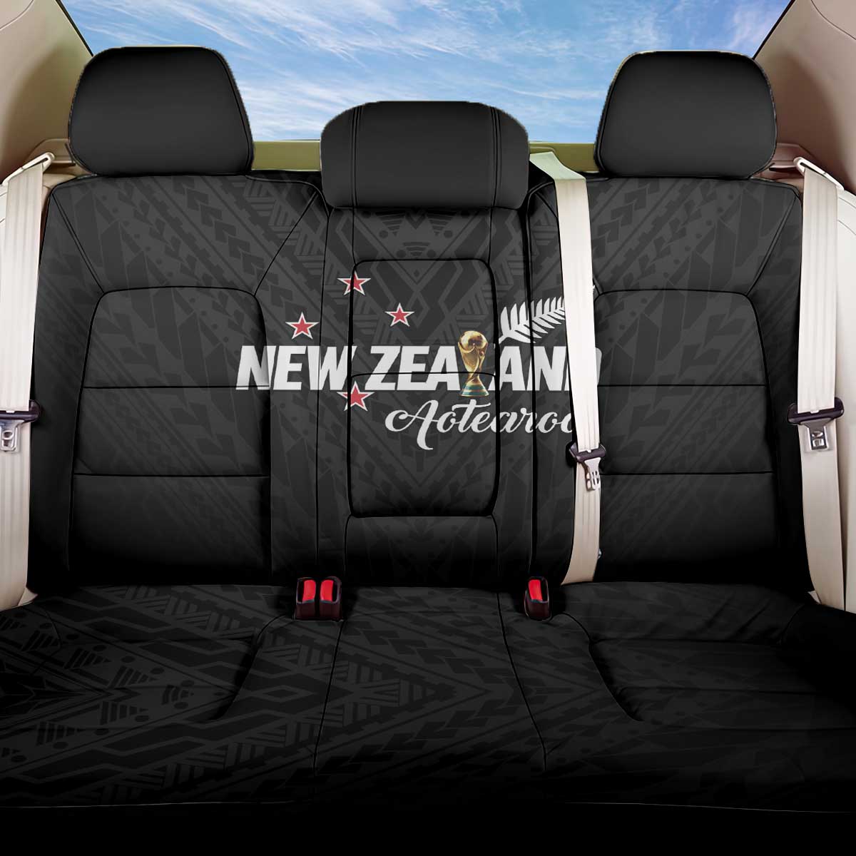 Football New Zealand Back Car Seat Cover Aotearoa United Black Version - Aussie Hoodie