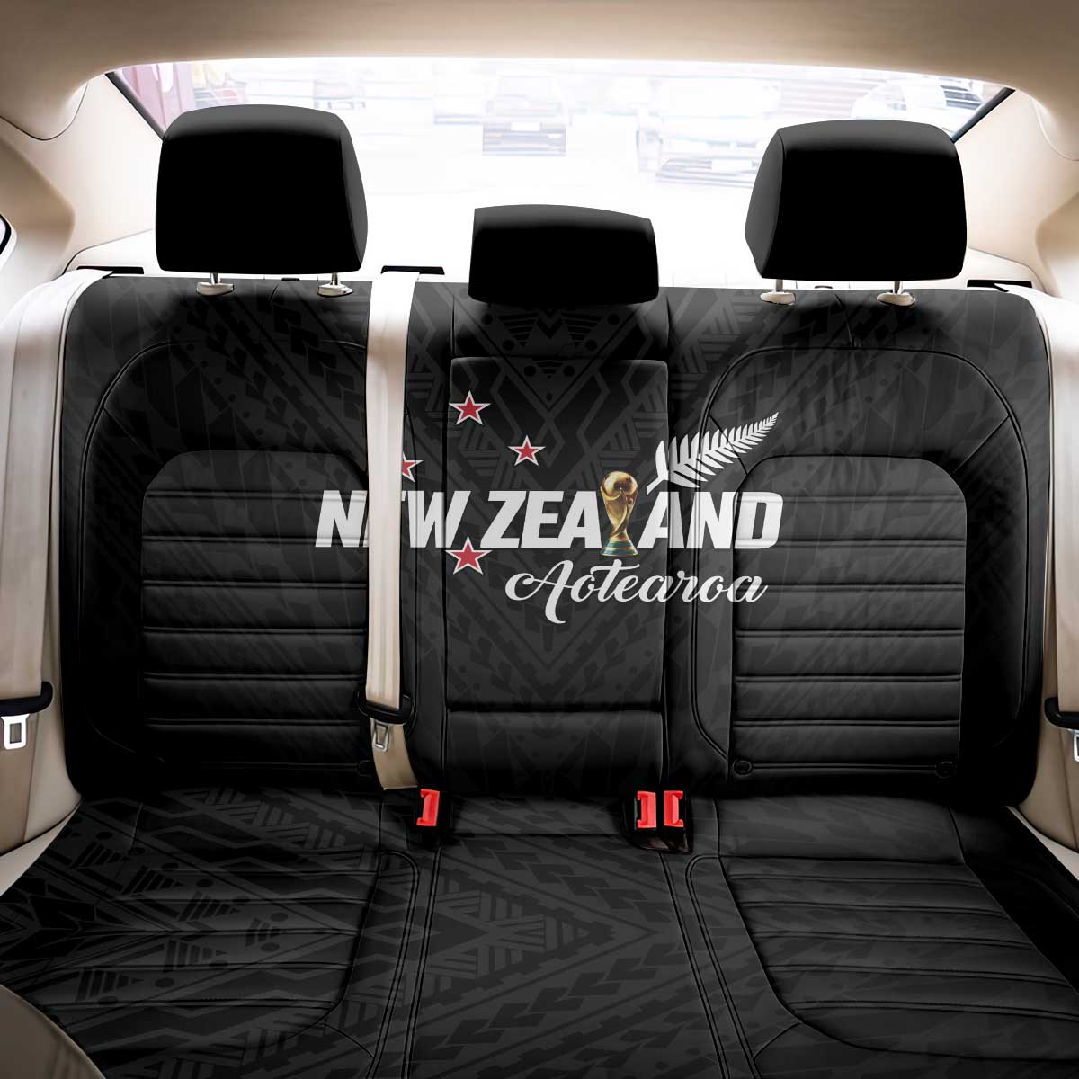 Football New Zealand Back Car Seat Cover Aotearoa United Black Version - Aussie Hoodie