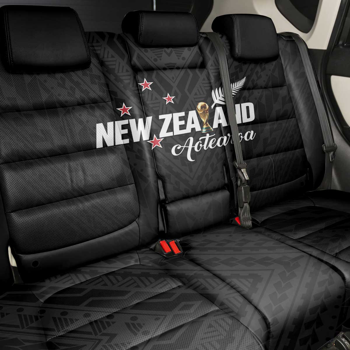 Football New Zealand Back Car Seat Cover Aotearoa United Black Version - Aussie Hoodie