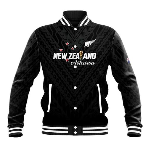 Custom Football New Zealand Baseball Jacket Aotearoa United Black Version - Aussie Hoodie