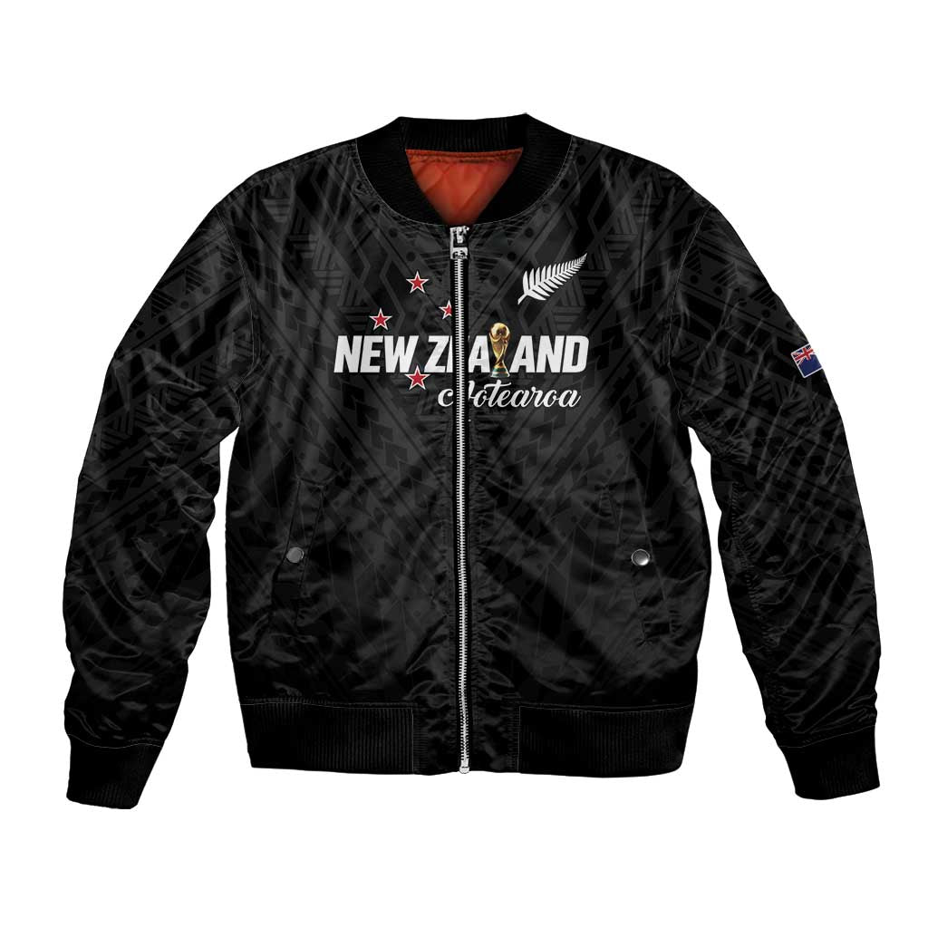 Custom Football New Zealand Bomber Jacket Aotearoa United Black Version - Aussie Hoodie